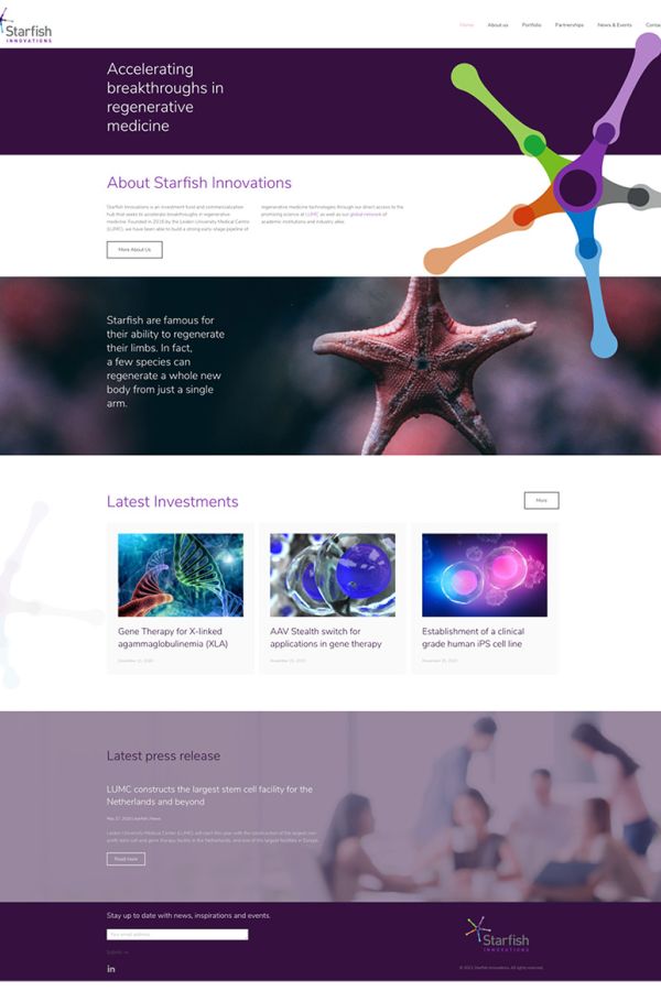Nieuwe website voor Starfish Innovations